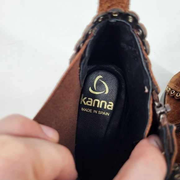 Kanna Genuine Suede Leather Chelsea Ankle Booties Side Zip Tan Brown Size 40 9 - Picture 5 of 10